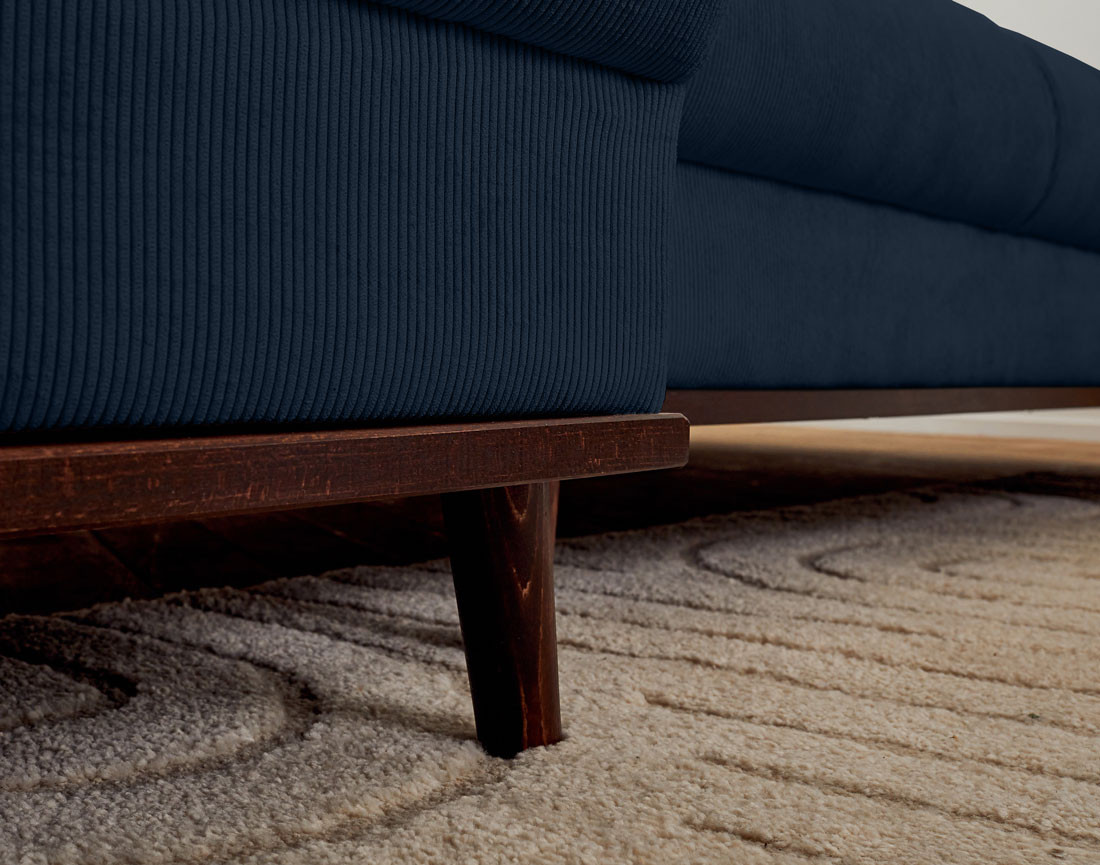 Canapé panoramique en U 7 places convertible avec coffre en velours côtelé Albane