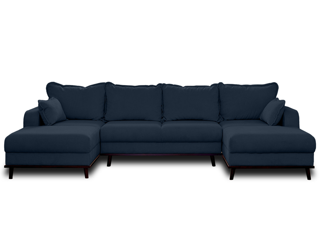 Canapé panoramique en U 7 places convertible avec coffre en velours côtelé Albane