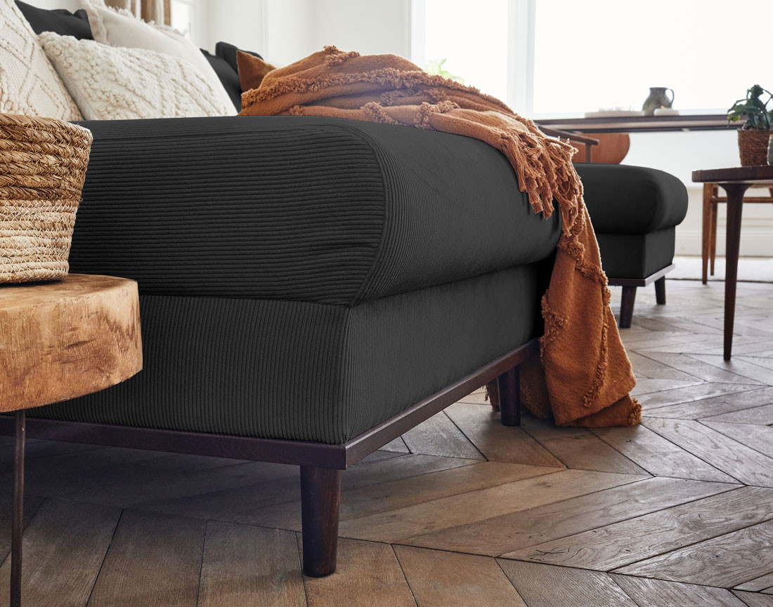 Canapé panoramique en U 7 places en velours côtelé Albane