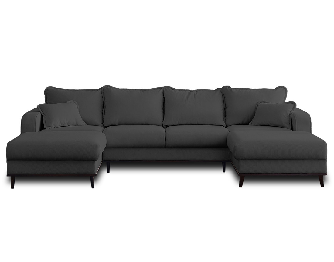 Canapé panoramique en U 7 places en velours côtelé Albane