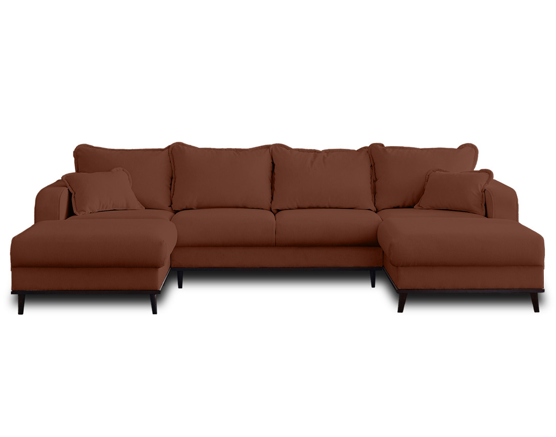 Canapé panoramique en U 7 places en velours côtelé Albane