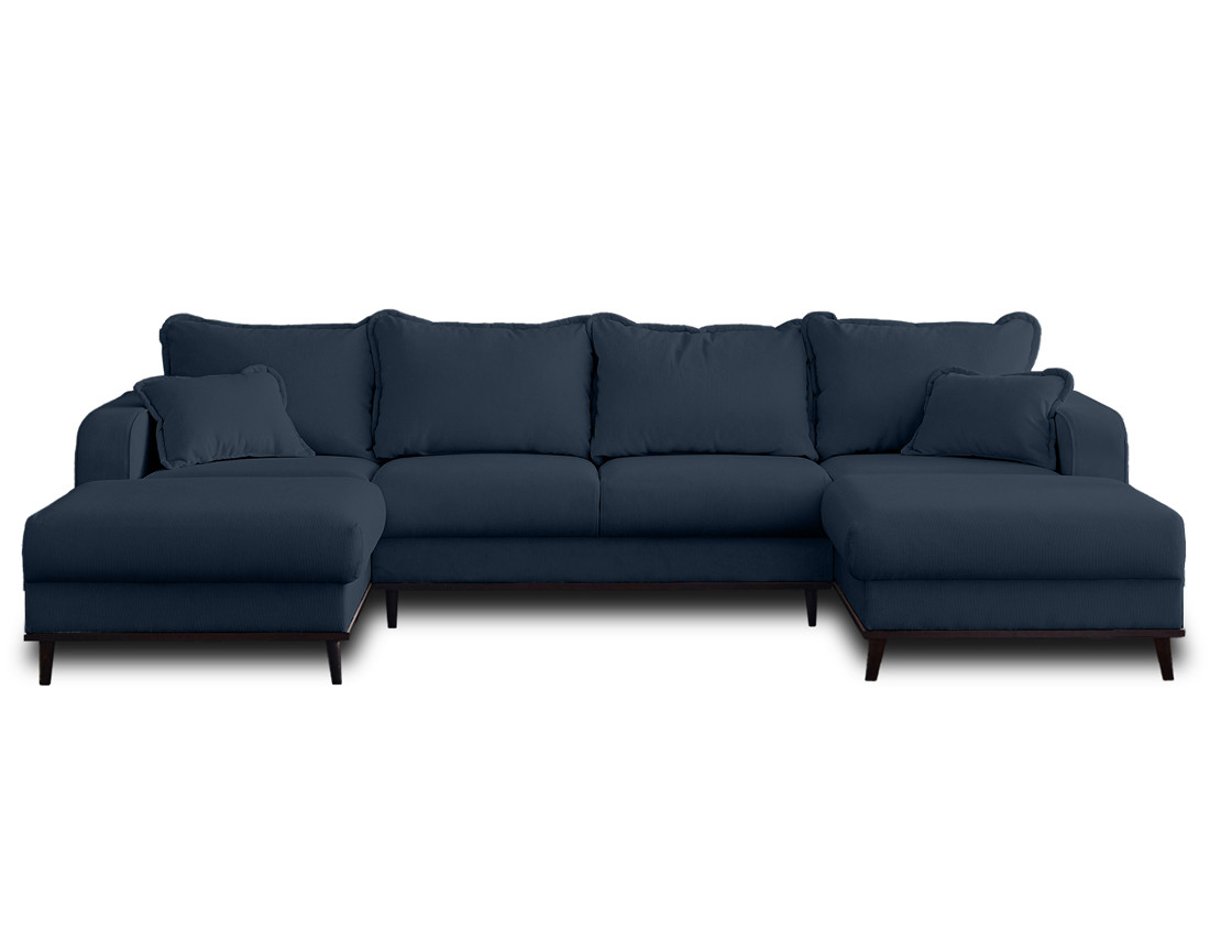 Canapé panoramique en U 7 places en velours côtelé Albane