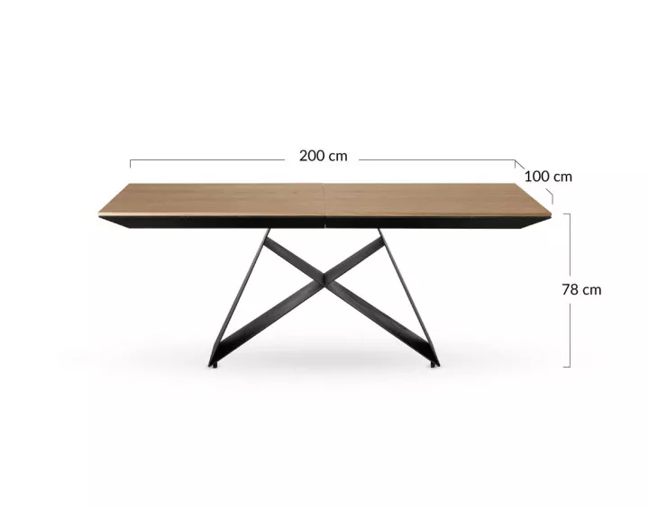 Table à manger extensible bois et noir 200 cm Capriccio