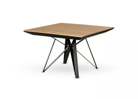 Table à manger carrée extensible bois et métal 120 à 212 cm Belize