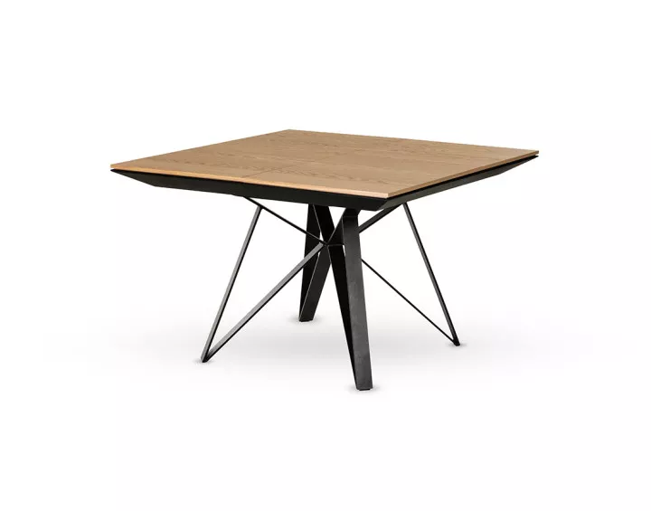 Table à manger carrée extensible bois et métal 120 à 212 cm Belize