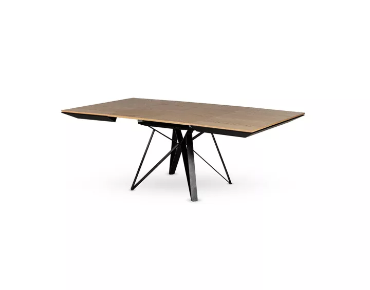 Table à manger carrée extensible bois et métal 120 à 212 cm Belize