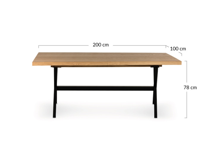 Table à manger extensible bois et métal 200 à 300 cm Giocoso