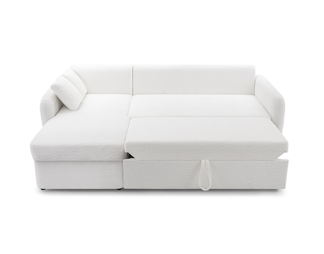 Canapé d'angle 4 places convertible en tissu bouclette Pocatello Canapé d'angle 4 places convertible en tissu bouclette Pocatello