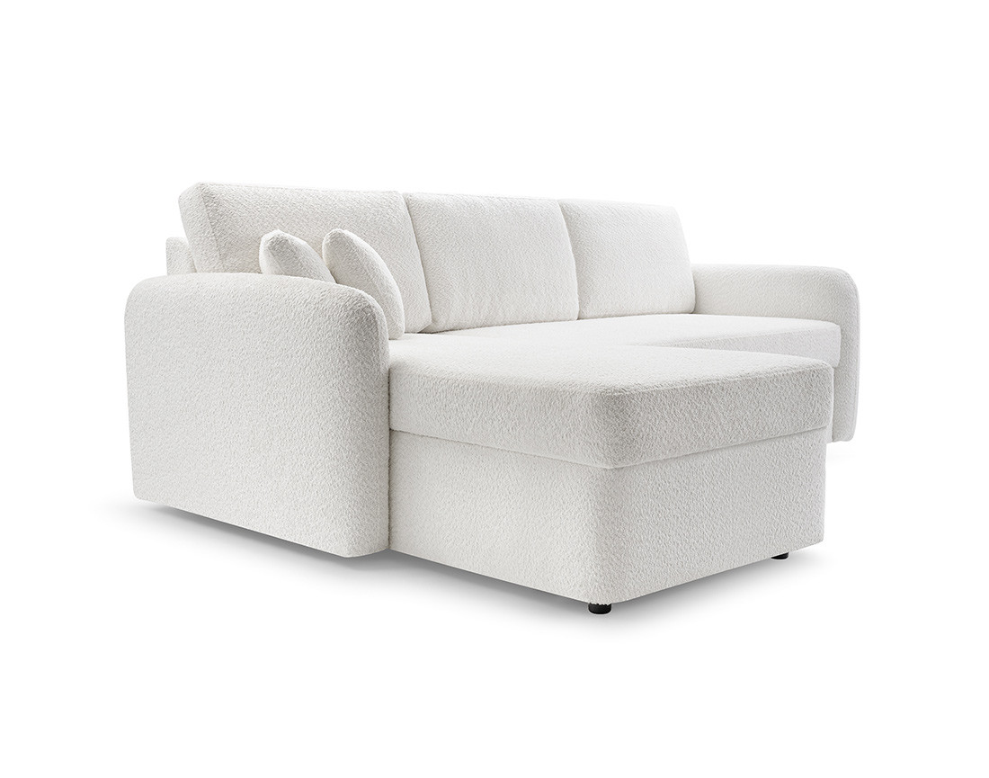 Canapé d'angle 4 places convertible en tissu bouclette Pocatello Canapé d'angle 4 places convertible en tissu bouclette Pocatello