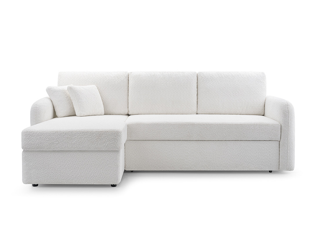Canapé d'angle 4 places convertible en tissu bouclette Pocatello Canapé d'angle 4 places convertible en tissu bouclette Pocatello
