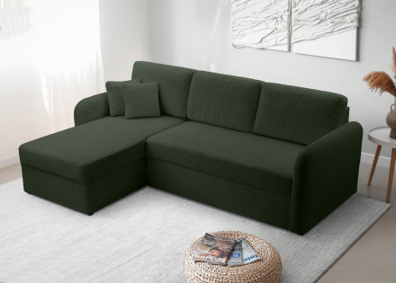 Canapé d'angle 4 places convertible en tissu bouclette Pocatello