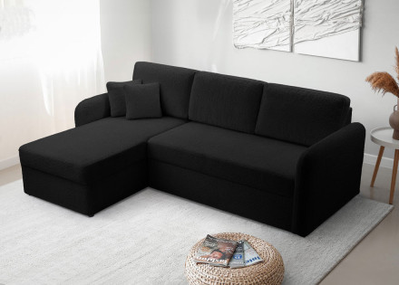 Canapé d'angle 4 places convertible en tissu bouclette Pocatello