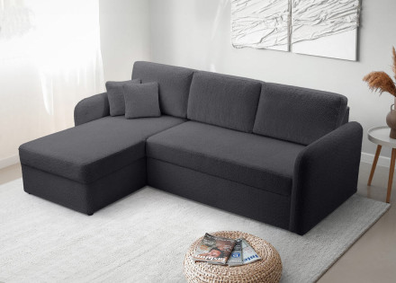 Canapé d'angle 4 places convertible en tissu bouclette Pocatello