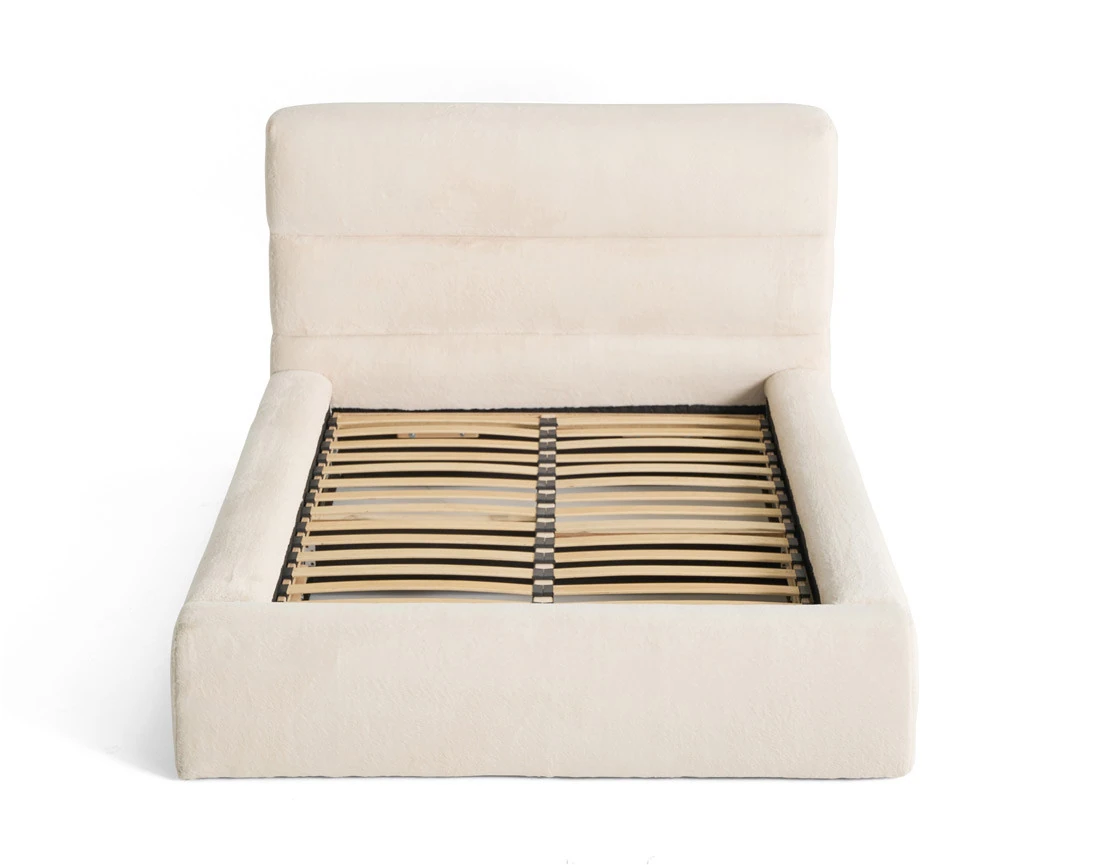 Lit coffre 160x200 cm sommier inclus en fausse fourrure Sunset