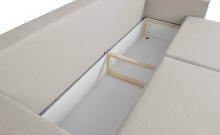 Adel - Canapé droit 3 places convertible - en tissu - avec coffre de rangement Adel - Canapé droit 3 places convertible - en tissu - avec coffre de rangement