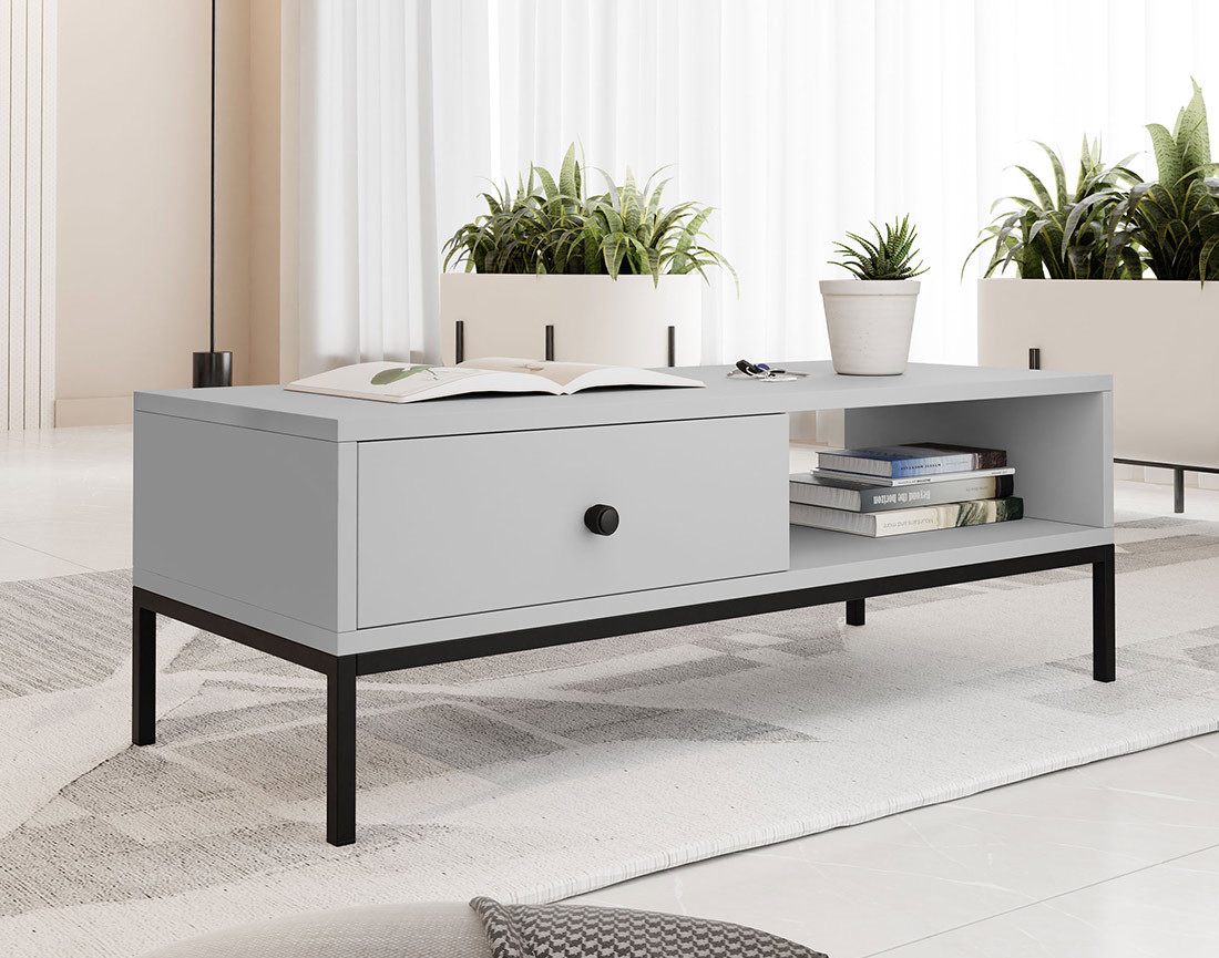 Table basse 1 tiroir et 1 niche 90 cm Filipo