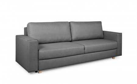 Adel - Canapé droit 3 places convertible - en tissu - avec coffre de rangement Adel - Canapé droit 3 places convertible - en tissu - avec coffre de rangement