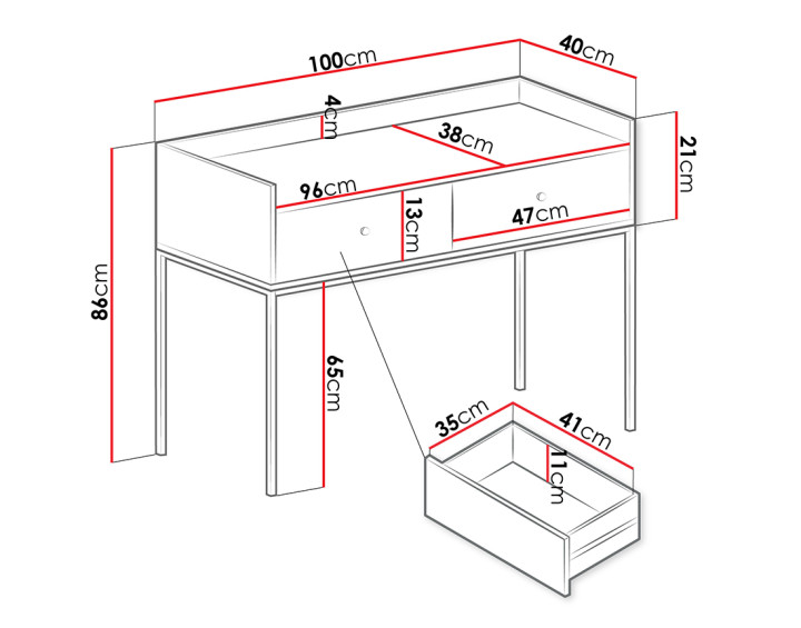 Console blanc 100 cm Filipo