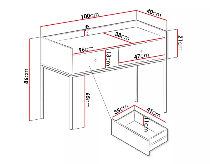 Console blanc 100 cm Filipo