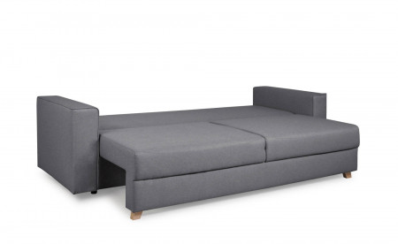 Adel - Canapé droit 3 places convertible - en tissu - avec coffre de rangement Adel - Canapé droit 3 places convertible - en tissu - avec coffre de rangement