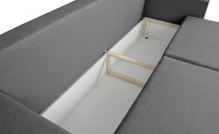 Adel - Canapé droit 3 places convertible - en tissu - avec coffre de rangement Adel - Canapé droit 3 places convertible - en tissu - avec coffre de rangement
