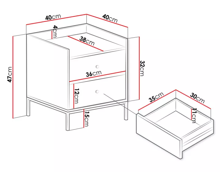 Table de chevet blanc 40 cm Filipo