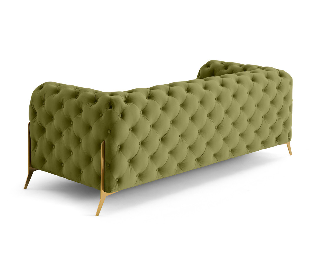 Canapé 3 places chesterfield en velours pieds en métal doré Camden