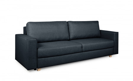 Adel - Canapé droit 3 places convertible - en tissu - avec coffre de rangement Adel - Canapé droit 3 places convertible - en tissu - avec coffre de rangement