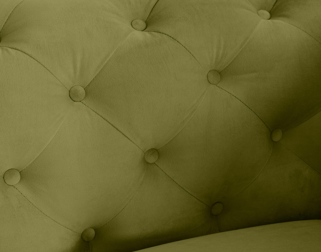 Canapé 3 places chesterfield en velours pieds en métal doré Camden