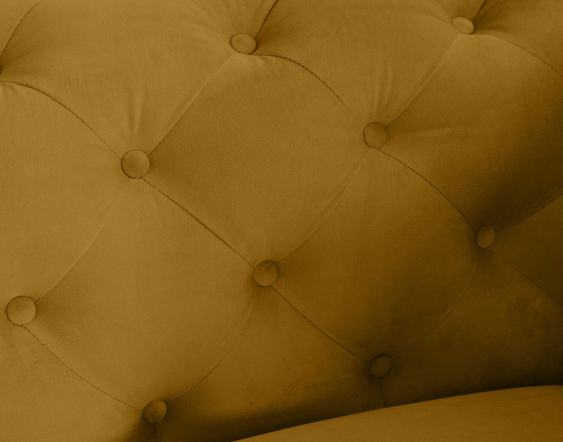 Canapé 3 places chesterfield en velours pieds en métal doré Camden