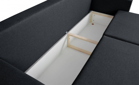 Adel - Canapé droit 3 places convertible - en tissu - avec coffre de rangement Adel - Canapé droit 3 places convertible - en tissu - avec coffre de rangement