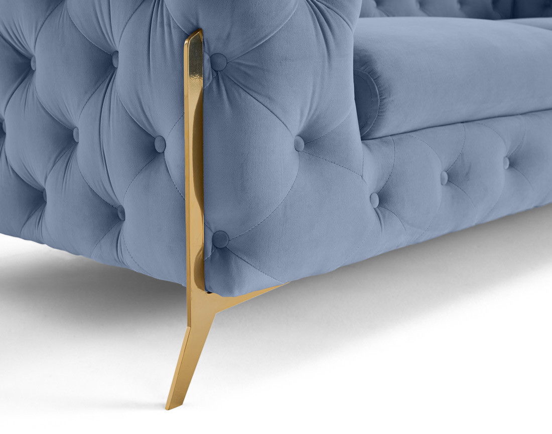 Canapé 3 places chesterfield en velours pieds en métal doré Camden