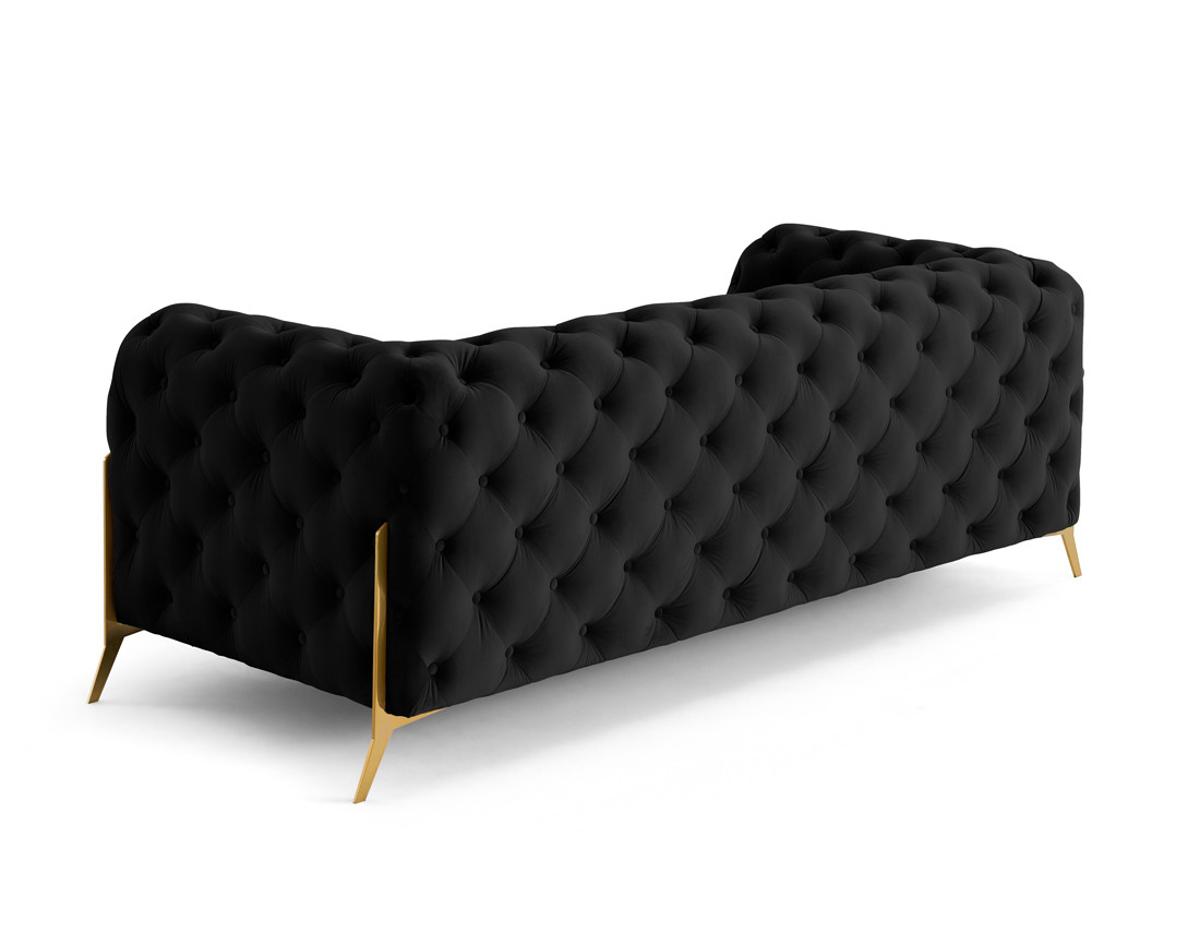 Canapé 3 places chesterfield en velours pieds en métal doré Camden