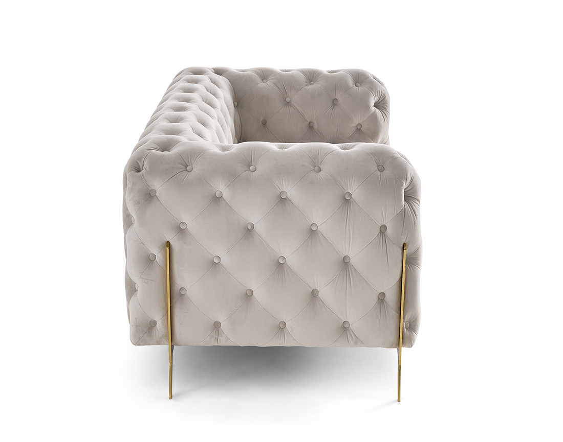 Canapé 2 places chesterfield en velours pieds en métal doré Camden Canapé 2 places chesterfield en velours pieds en métal doré Camden