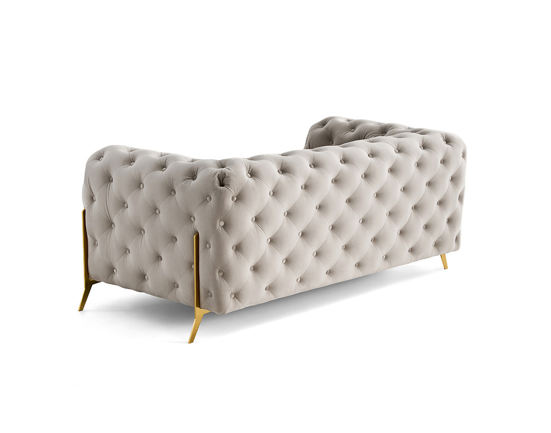 Canapé 2 places chesterfield en velours pieds en métal doré Camden Canapé 2 places chesterfield en velours pieds en métal doré Camden