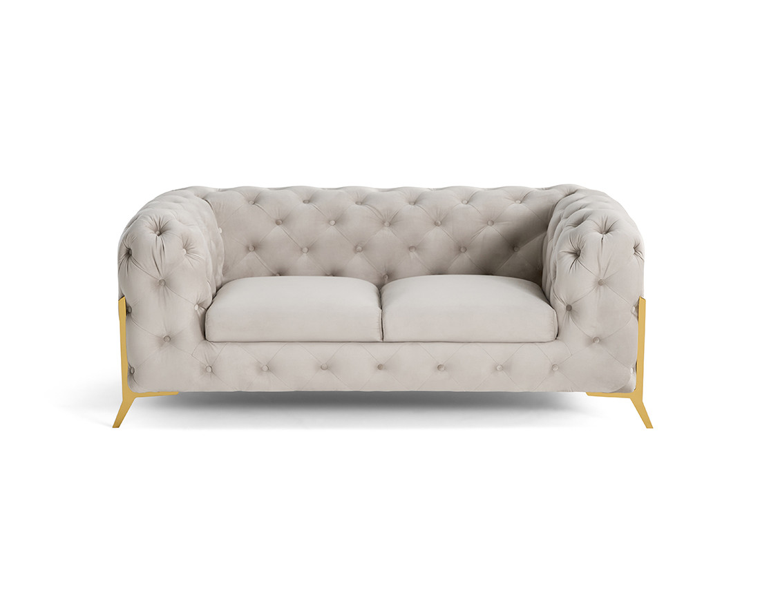 Canapé 2 places chesterfield en velours pieds en métal doré Camden Canapé 2 places chesterfield en velours pieds en métal doré Camden