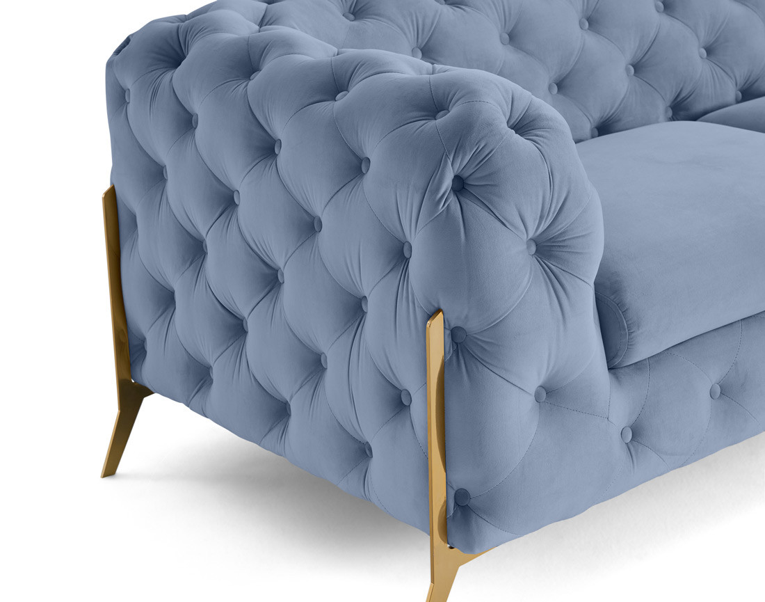 Canapé 2 places chesterfield en velours pieds en métal doré Camden