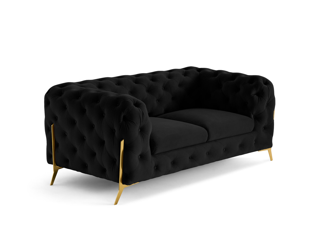 Canapé 2 places chesterfield en velours pieds en métal doré Camden