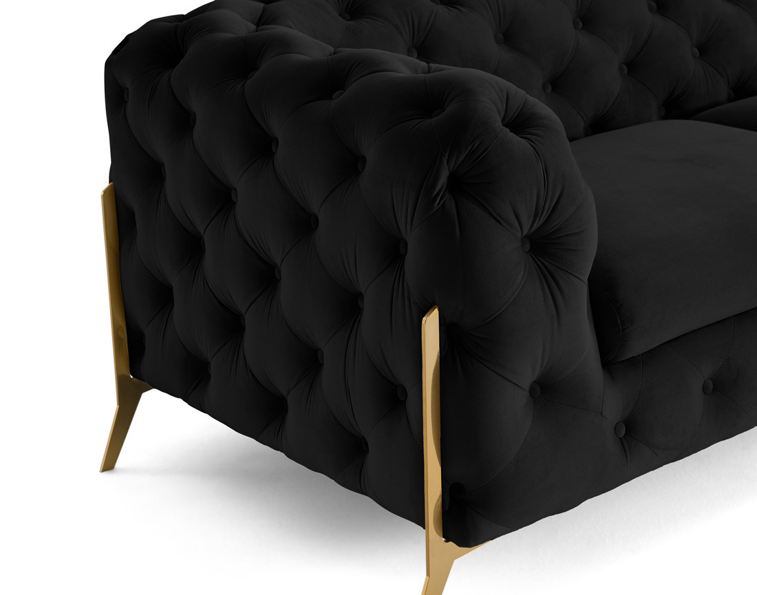 Canapé 2 places chesterfield en velours pieds en métal doré Camden