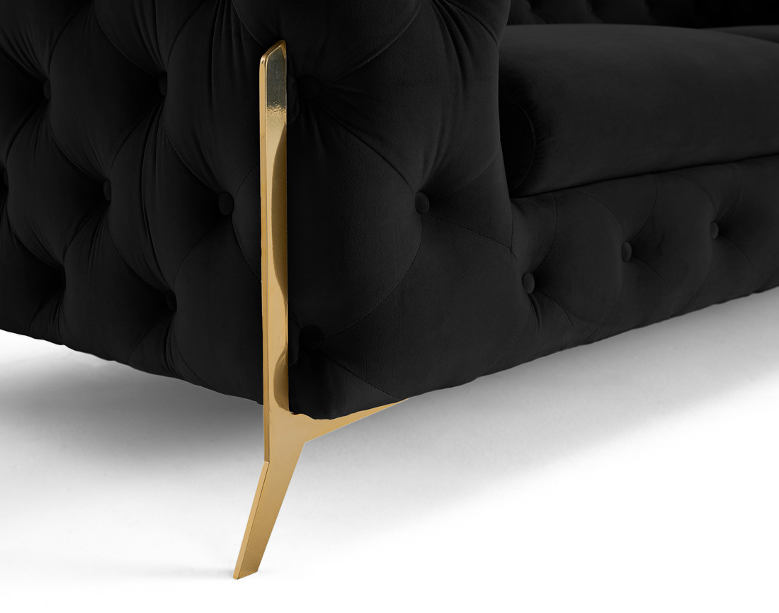 Canapé 2 places chesterfield en velours pieds en métal doré Camden