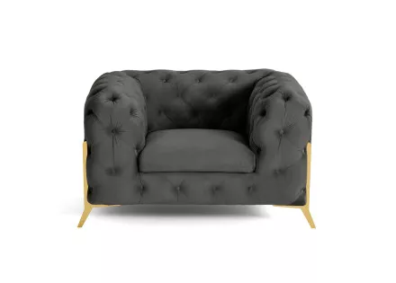 Fauteuil chesterfield en velours pieds en métal doré Camden