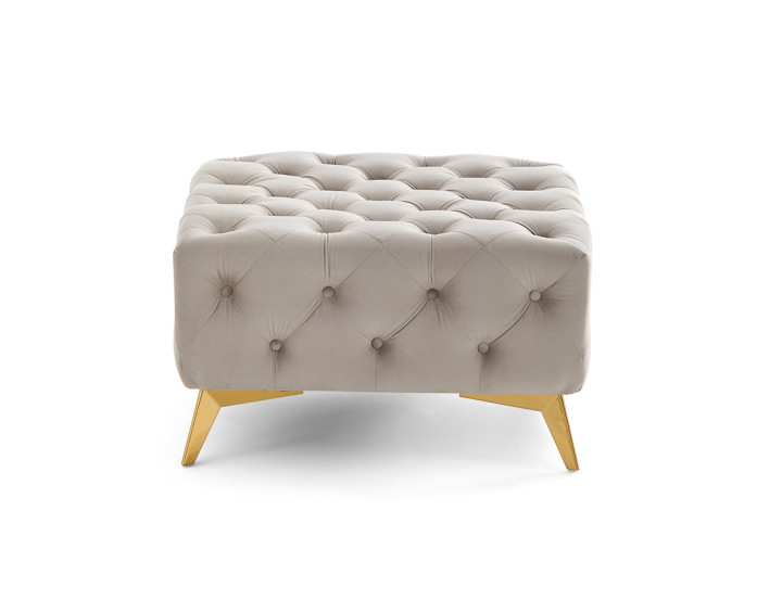 Pouf chesterfield en velours pieds en métal doré Camden