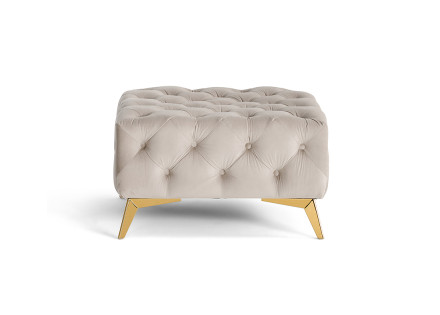 Pouf chesterfield en velours pieds en métal doré Camden