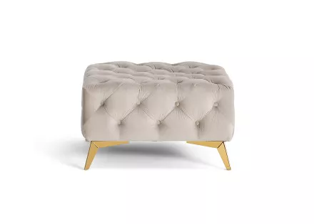 Pouf chesterfield en velours pieds en métal doré Camden