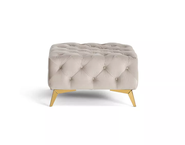 Pouf chesterfield en velours pieds en métal doré Camden