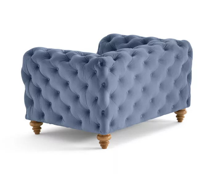 Fauteuil chesterfield en velours pieds bois Walter