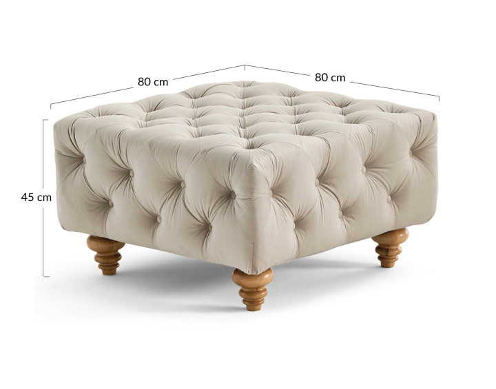 Pouf chesterfield en velours pieds bois Walter