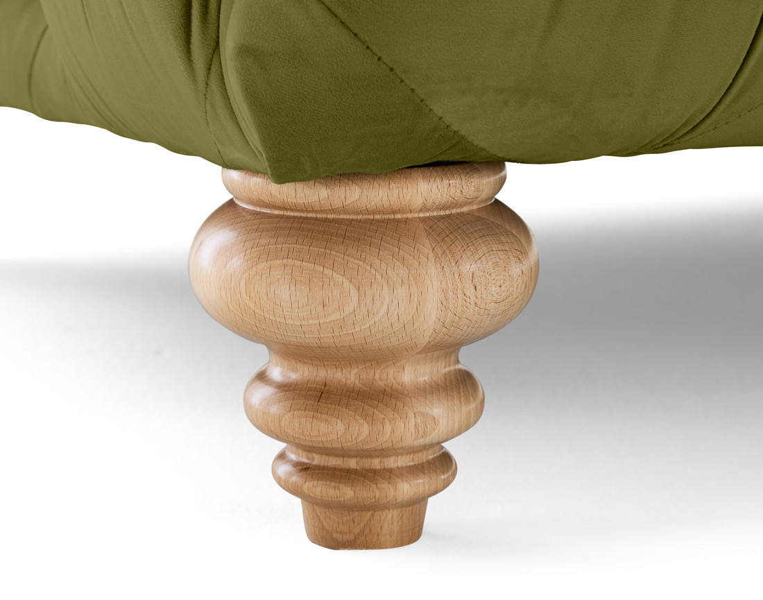 Canapé 2 places chesterfield en velours pieds bois Walter