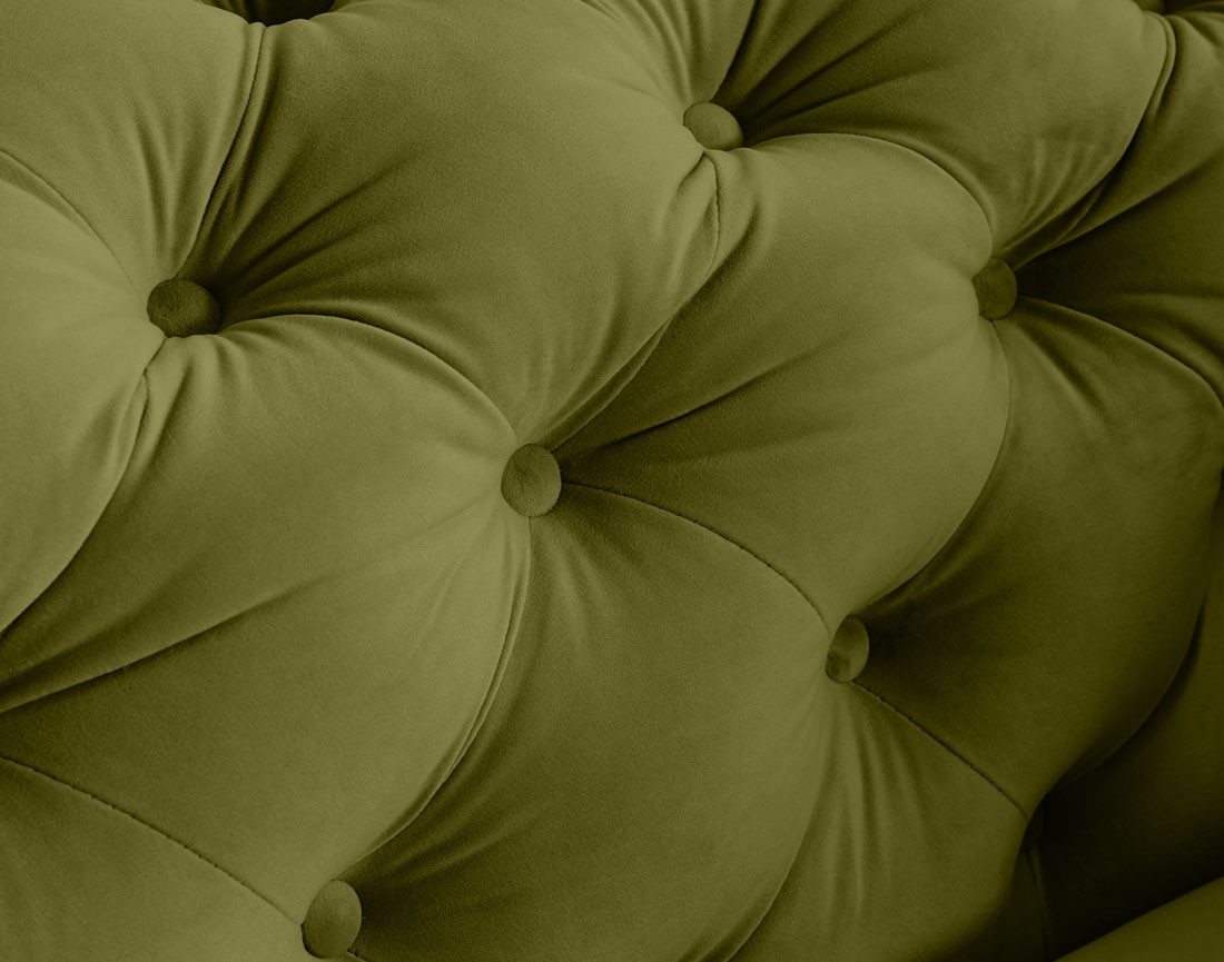 Canapé 2 places chesterfield en velours pieds bois Walter