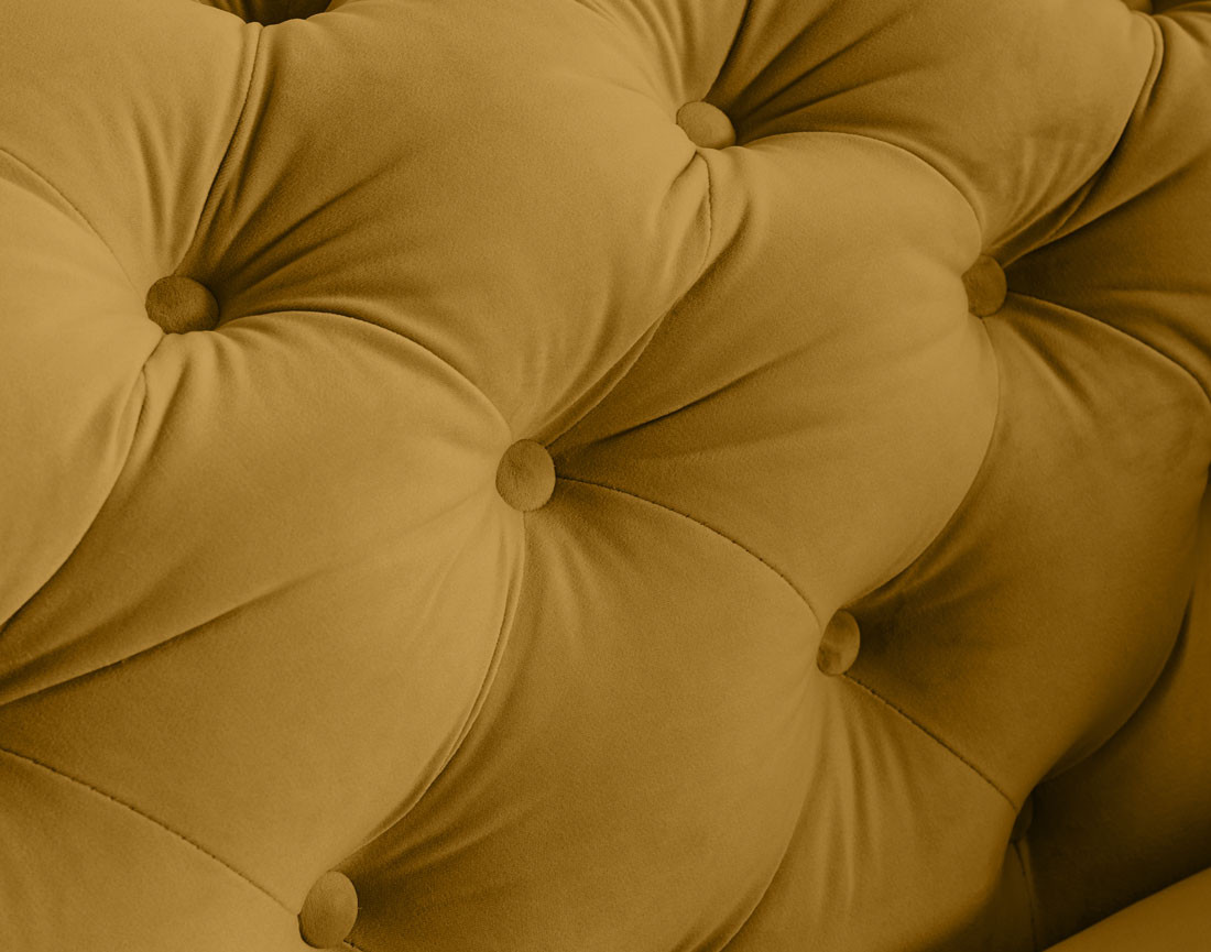 Canapé 2 places chesterfield en velours pieds bois Walter